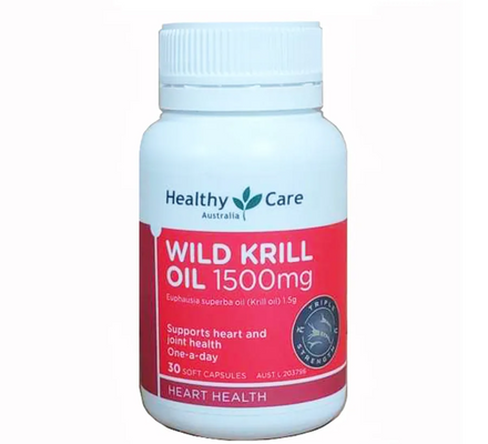 Viên dầu nhuyễn thể Healthy Care Wild Krill Oil 1500mg của Úc