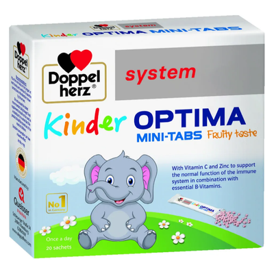 (Hàng công ty) Cốm tăng đề kháng cho bé Doppelherz Kinder Optima Mini-Tabs