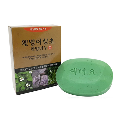 (Hàng nhập khẩu) Xà phòng tắm 3WB Heartleaf Calming Soap cho da mụn