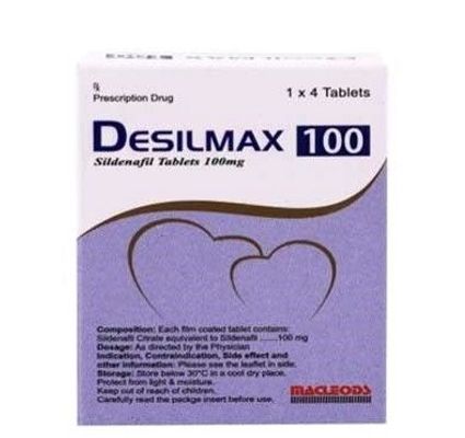 Viên uống tăng cường sinh lý nam Desilmax 100 hộp 1 vỉ x 4 viên chính hãng