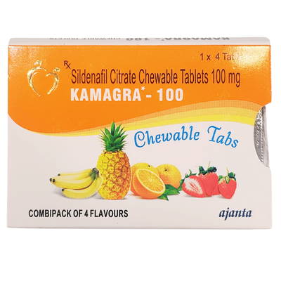 Viên kẹo tem cuongduong nam cực mạnh Viên Nhai Kama100mg Tăng Cường Slý Nam Vị Trái Cây (Hộp 4 Viên) chính hãng