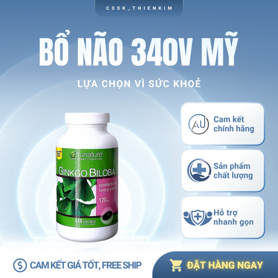 Viên Uống Bổ Não Ginkgo Biloba Mỹ 340 Viên - Tăng Cường Trí Nhớ, Hỗ Trợ Tinh Thần Sảng Khoái, Thực Phẩm Chức Năng Sức Khỏe