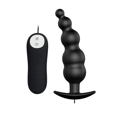 Máy rung hậu môn silicon với thiết kế 5 tầng màu đen dài 11cm