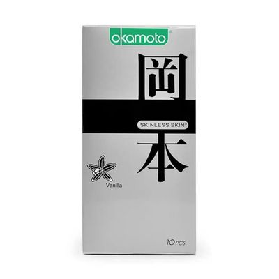 Bao cao su Okamoto Skinless Skin Vanilla - Hương vani, mềm mại - Hộp 10 cái
