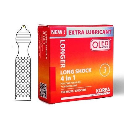 Bao Cao Su Oleo Lampo LONG SHOCK 4 in 1 - Hộp 3 Cái