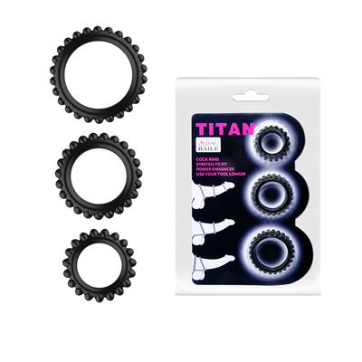Bộ 3 Vòng Đeo Dương Vật Baile Titan Tăng Kích Thích, Chống Xuất Tinh Sớm