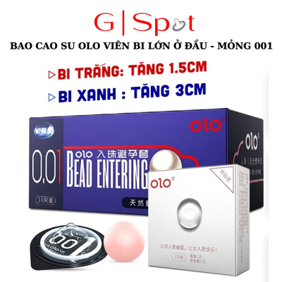 Bao Cao Su OLO Viên Bi Silicon Lớn Ở Đầu - Siêu Mỏng 001 - Tăng Kích Thước Chạm Điểm G
