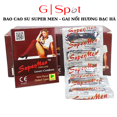 Bao Cao Su Super Men 120 Cái Chính Hãng, Gai Nổi Hương Bạc Hà