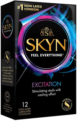 Bao cao su siêu gai và gel tăng khoái cảm nữ Lifestyle SKYN Excitation hộp 12 cái