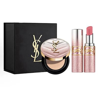 Set Trang Điểm YSL: Phấn Nước Cushion Tone B10 và Son Dưỡng Loveshine Candy Glow Hồng Đất - Bộ Sản Phẩm Chính Hãng Cao Cấp