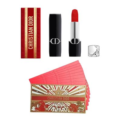 Set Son Dior Rouge Dior Limited Edition Tết Nguyên Đán 2026 - Son Dior 999 + 8 Bao Lì Xì + Túi Giấy Sang Trọng, Chính Hãng