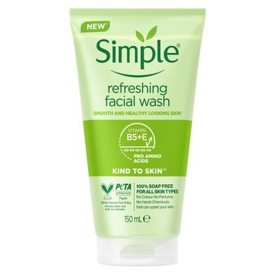 Sữa Rửa Mặt Simple Refreshing Facial Wash 150ml - Gel Rửa Mặt Dịu Nhẹ, Không Hương Liệu, Dành Cho Da Nhạy Cảm, Cung Cấp Độ Ẩm
