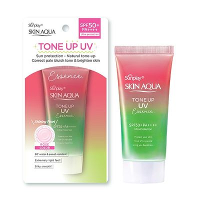 Kem Chống Nắng Sunplay Skin Aqua Tone Up UV Essence Happiness Aura Hồng 80g - SPF50+ PA++++ Nâng Tone Da Rạng Rỡ Chính Hãng