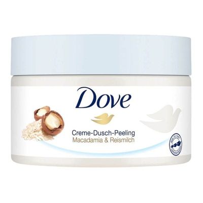Tẩy Tế Bào Chết Dove Creme Dusch Peeling Macca và Sữa Gạo 225ml - Sản phẩm Giúp Làm Sạch và Dưỡng Da Mềm Mại, Chính Hãng