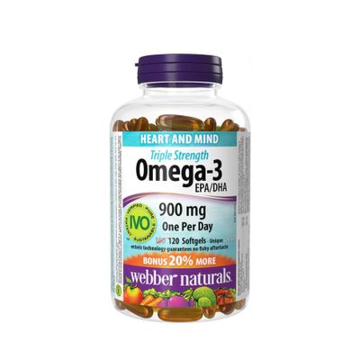 Viên Dầu Cá Webber Naturals Triple Strength Omega-3 900mg (80 Viên) - Hỗ Trợ Tim Mạch, Thị Lực & Trí Não - Chính Hãng Mỹ