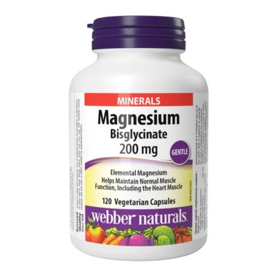 Viên uống bổ sung magie Webber Naturals Magnesium Bisglycinate 200mg - Hỗ trợ sức khỏe, hấp thu nhanh, 120 viên chính hãng