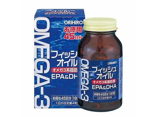 Dầu Cá Omega 3 Orihiro Nhật Bản 180 Viên - Hỗ Trợ Tim Mạch, Trí Não, Thị Lực, Hàm Lượng Omega 3 Cao 300mg, Sản Phẩm Chính Hãng