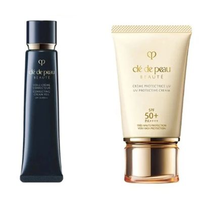 Set Kem Chống Nắng Clé De Peau Beauté SPF 50g và Kem Lót Voile Creme Correcteur 40g - Bộ Chăm Sóc Da Hoàn Hảo Chính Hãng
