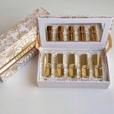 Set 5 Son Mini Dior Rouge Dior 1.5g - Vỏ Vàng Sang Trọng - Bộ Quà Tặng Chăm Sóc Sắc Đẹp Chính Hãng (Bản 2025)