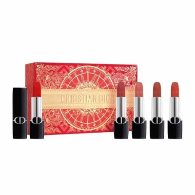 Combo 5 Son Dior Rouge Dior Velvet Finish - Bộ Sưu Tập Son Môi 999 Đỏ Tươi, 720 Hồng Khô, 217 Hồng San Hô, 228 Đỏ Nâu, 188 Cam Đất (5 x 1.5g)