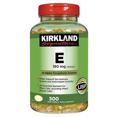 Viên uống Kirkland Vitamin E 400 IU 500 viên - Bổ sung vitamin E Mỹ hỗ trợ sức khỏe da, miễn dịch, chống oxy hóa