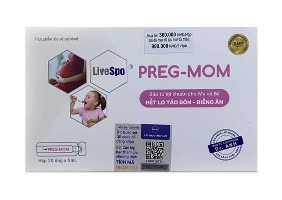 Bào Tử Lợi Khuẩn Cho Mẹ Và Bé LiveSpo Preg-Mom - Hỗ Trợ Tiêu Hóa, Giúp Cân Bằng Hệ Vi Sinh Đường Ruột Cho Sức Khỏe Mẹ Và Bé