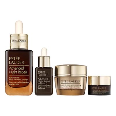(4 Món) Serum Estée Lauder Nighttime Necessities Repair 50ml + 15ml, Kem dưỡng Lift 15ml + Kem mắt Hydrate 5ml Chính Hãng