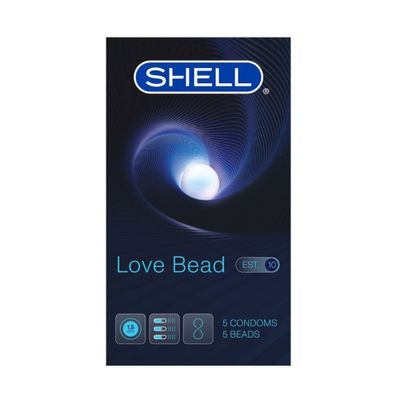 (Hộp 5 Cái) Bao cao su Shell Love Bead - Gân nổi, kéo dài thời gian, bi tăng 1.5mm chính hãng