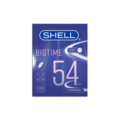 (Hộp 3 Cái) Bao cao su Shell Bigtime  - Size 54mm, siêu mỏng, chống tuột, kéo dài thời gian chính hãng