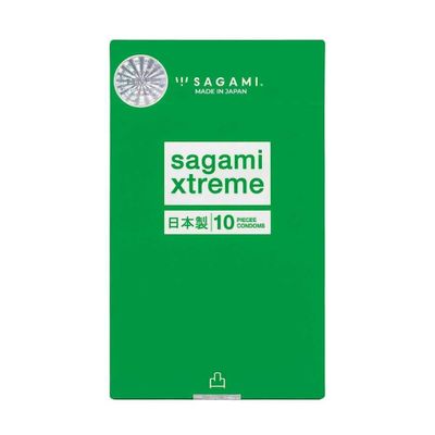 (Hộp 10 Cái) Bao cao su Sagami Xtreme Type E Green Box - Siêu điểm nổi, siêu mỏng chính hãng