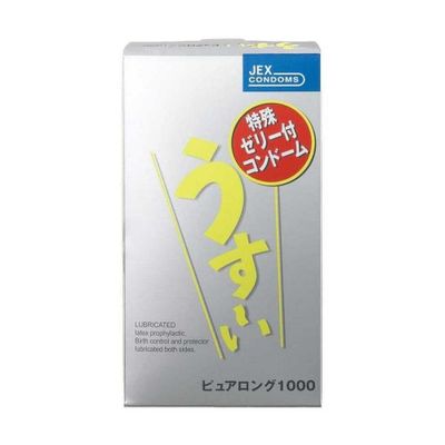 (Hộp 12 Cái) Bao cao su JEX Usui Pure Long - Siêu mỏng, gân nổi, nhiều gel chính hãng