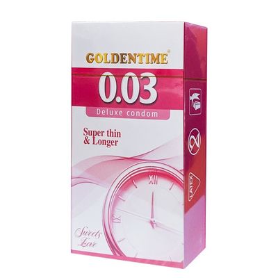 (Chính hãng)  Bao Cao Su Goldentime 0.03 Super Thin & Longger Siêu Mỏng Kéo Dài Cao cấp