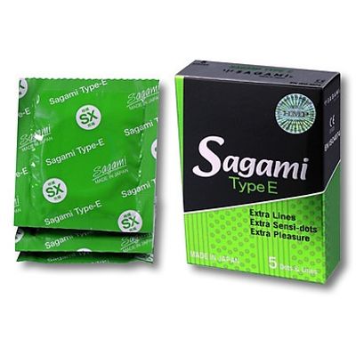 (Hộp 5 Cái) Bao Cao Su Sagami Type E - Gân Gai Chính Hãng