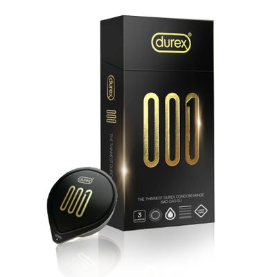 (Hộp 3 Cái) Bao Cao Su Durex 0.01mm Siêu Mỏng Chính Hãng