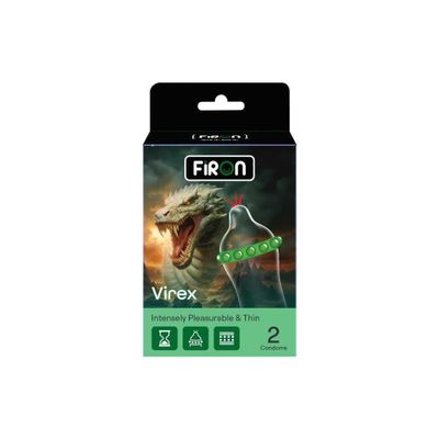 (Combo 2 cái) Bao cao su Firon Virex - Hộp 1 bao gai, 1 vòng bi siêu lớn + 1 bao Firon Rush chính hãng