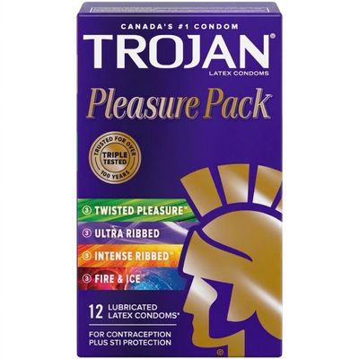(Hộp 12 Cái) Bao cao su tổng hợp Trojan Pleasure Pack Chính hãng