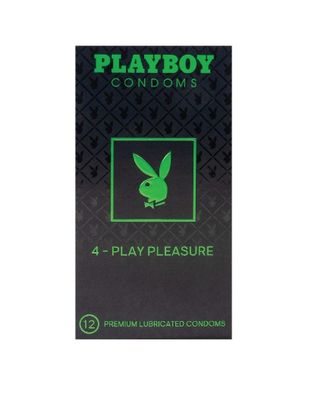 (Hộp 12 Cái) Playboy 4 Play Pleasure - Bao cao su gân, gai, bạc hà, cung cấp nhiều gel chính hãng