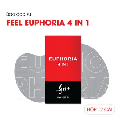 (Hộp 12 Cái) Bao Cao Su Kéo Dài Thời Gian, Điểm Nổi Feel Euphoria 4in1 Chính hãng