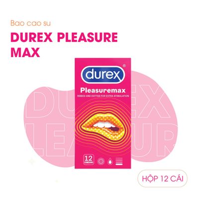(Hộp 12 Cái) Bao Cao Su Size Lớn 56mm Durex Pleasuremax Gân Và Điểm Nổi Chính hãng