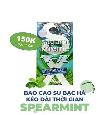 (Hộp 10 Cái) Bao Cao Su Hương Bạc Hà Sagami Xtreme Spearmint Mát Lạnh Chính Hãng
