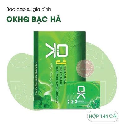 (Hộp 144 Cái) Bao Cao Su Gia Đình OKHQ Bạc Hà Chính Hãng