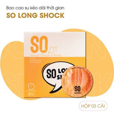 (Hộp 3 Cái) Bao Cao Su Kéo Dài Thời Gian SO Long Shock Hương Nhân Sâm Chính hãng