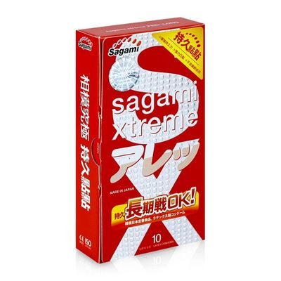 (Hộp 10 Cái) Bao Cao Su Sagami Xtreme Feel Long - Dành cho nam giới, có gai chính hãng