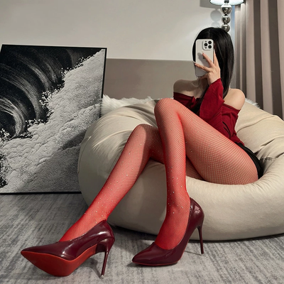 Tất Đùi Lưới Và Lụa Cao Cấp Quần Tất Vớ Học Sinh Hàn Quốc Đáng Yêu Sexy Phối Cùng Trang Phục - Đỏ Sáng Nhỏ