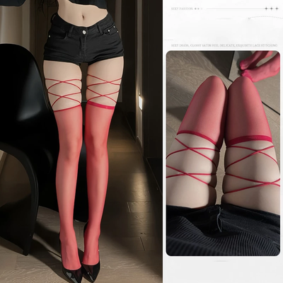 Tất Đùi Lưới Và Lụa Cao Cấp Quần Tất Vớ Học Sinh Hàn Quốc Đáng Yêu Sexy Phối Cùng Trang Phục – T924 Đỏ