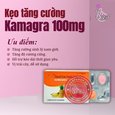 (Snapshop) Viên Ngậm Tăng Cường Sinh Lý Kama gra Cương 100mg Dương, Vị Trái Cây Chính Hãng