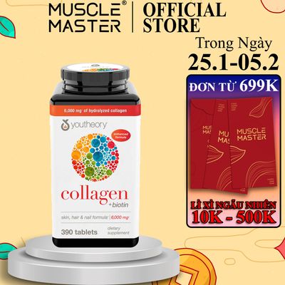 Viên Uống Collagen + Biotin Youtheory 390 Viên - Bổ Sung Đẹp Da, Tóc, Móng, Hỗ Trợ Làn Da Khỏe Mạnh