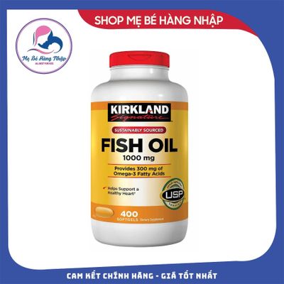 Viên uống dầu cá Kirkland Fish Oil 1000mg 400 viên - Giúp tăng cường sức khỏe tim mạch, hàng Mỹ chính hãng chất lượng cao.