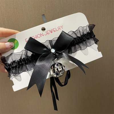 Vòng Cổ Choker Ren Đính Chuông Đen Cá Tính Đáng Yêu
