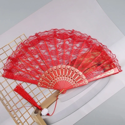 Phụ Kiện Cosplay Dễ Thương Cho Nữ Sexy Gợi Cảm - Quạt Đỏ + Tua Rua